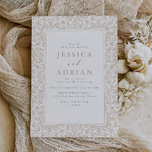 Vintage Floral Frame Wedding Invitation