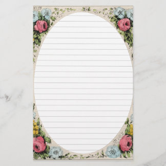 Vintage Floral Frame With Open Oval Centre Stationery