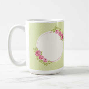 Vintage Floral Frame with Roses   Editable Wedding Coffee Mug