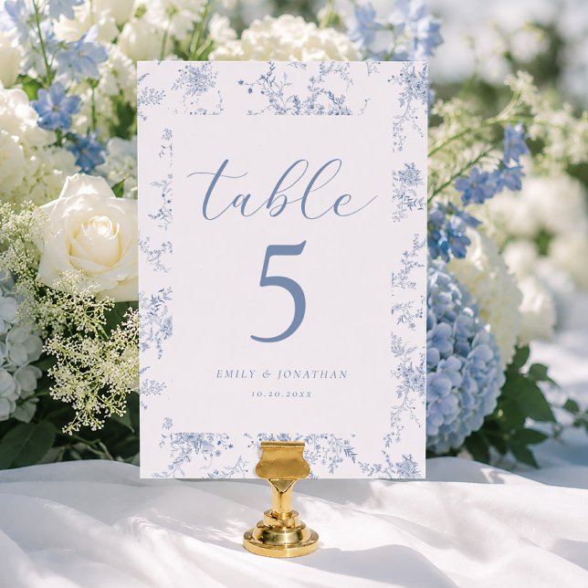 Vintage Floral French Blue Wedding Table Number (Creator Uploaded)