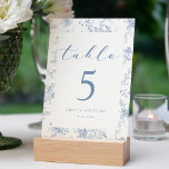Vintage Floral French Blue Wedding Table Number<br><div class="desc">Elevate your blue wedding theme with these wedding table numbers, designed for a timeless French blue wedding. Featuring elegant florals, they’re perfect for table numbers wedding and classic table number ideas. Ideal for a light blue wedding theme, dusty blue wedding, or baby blue weddings, these table numbers suit any east...</div>