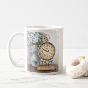 Vintage Floral French Country Clock Decor Mug