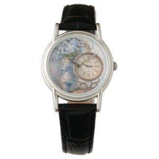 Vintage Floral French Country Clock Decor Watch