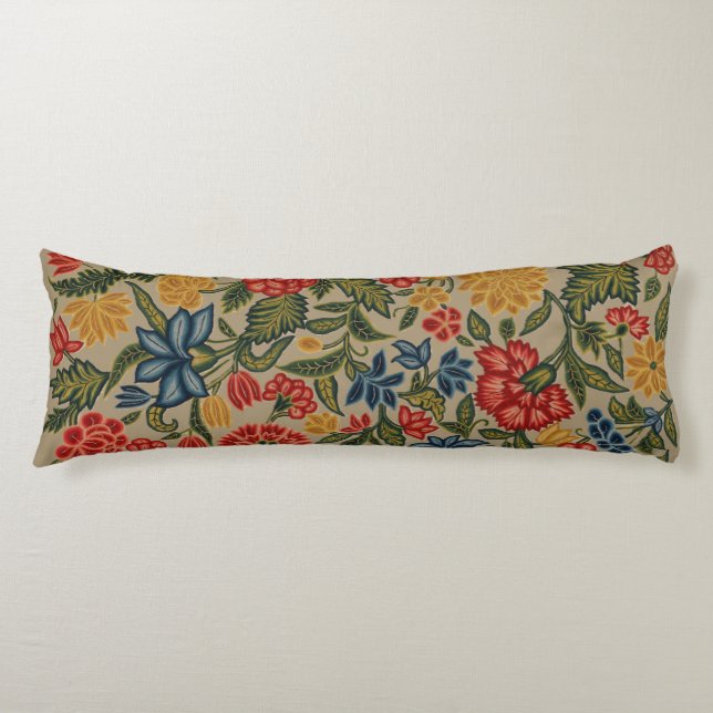 Vintage Floral Garden Artwork Body Pillow (Front)