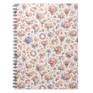 Vintage Floral Garden Pattern Romantic Roses Notebook