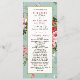 Vintage Floral Garden Programme de mariage botaniq