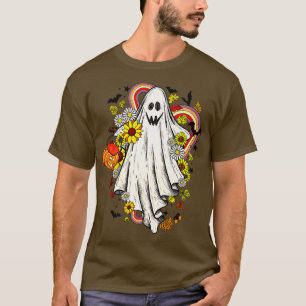 Vintage Floral Ghost Cute Halloween Boo Funny Groo T-Shirt