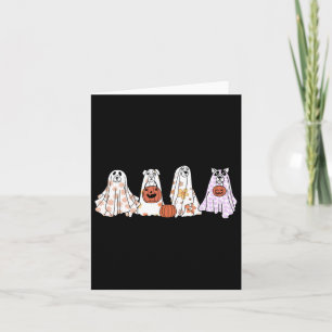 Vintage Floral Ghost Dog Happy Halloween Dog Lover Card