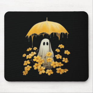 Vintage Floral Ghost Halloween Ghost In The Forest Mouse Pad