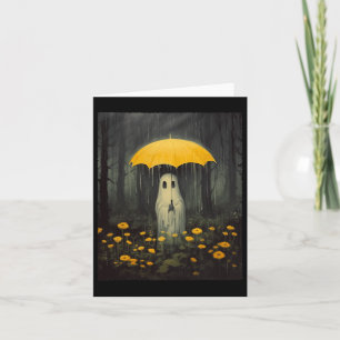 Vintage Floral Ghost Halloween Gothic Ghost Dark F Card