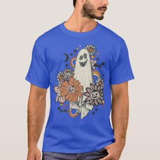 Vintage Floral Ghost Pumpkin Fall Halloween Spooky T-Shirt