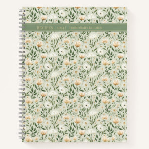 Vintage Floral Gold Green Personalized Recipe Book