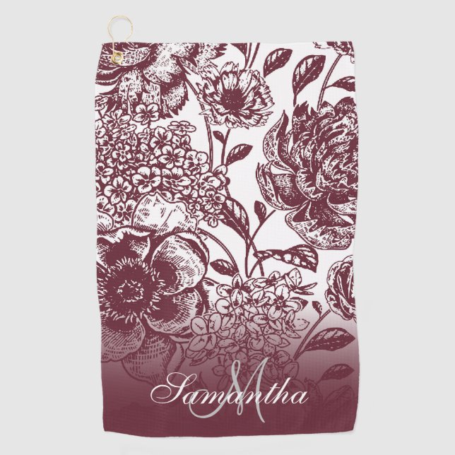 Vintage Floral Golf Towel (Front)