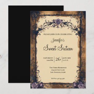 Vintage Floral Gothic Sweet 16 Invitation