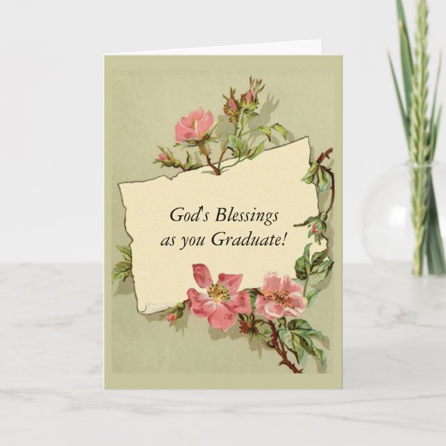 Vintage Floral Graduation/Graduate Card (Front)