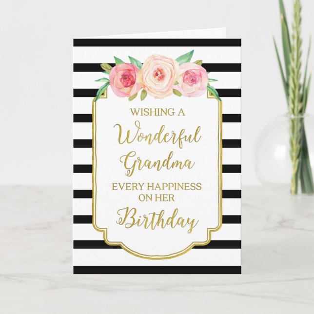 Vintage Floral Grandma Carte d'anniversaire (Devant)