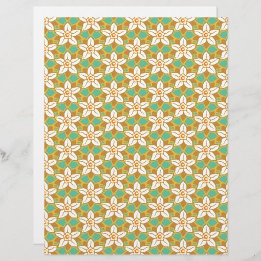 Vintage Floral Green And Yellow Jonquil Pattern 