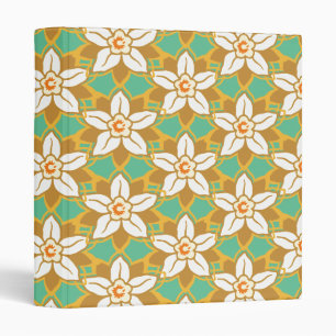 Vintage Floral green and yellow Jonquil pattern Binder