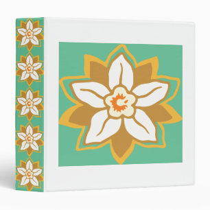 Vintage Floral green and yellow Jonquil pattern Binder