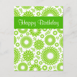 Vintage floral green Happy Birthday Postcard