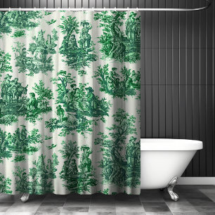 Vintage floral green toile jouy 