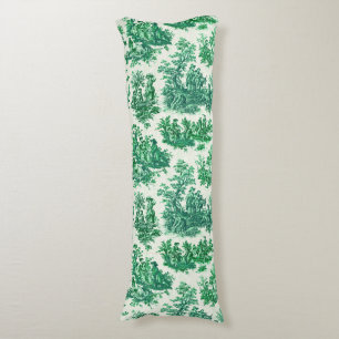 Vintage floral green toile jouy body pillow