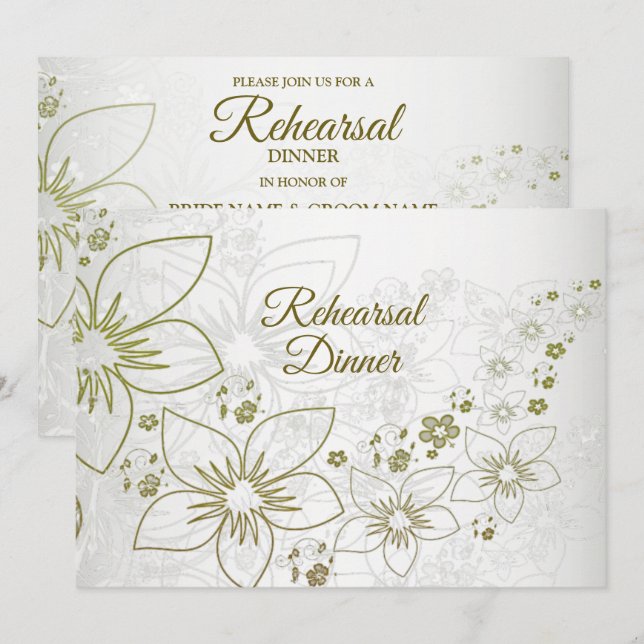 Vintage Floral Greenery Rehearsal Dinner Party Invitation (Front/Back)