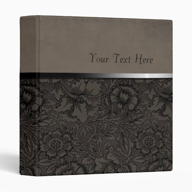 Vintage Floral Grey Suede Binder (Front/Spine)