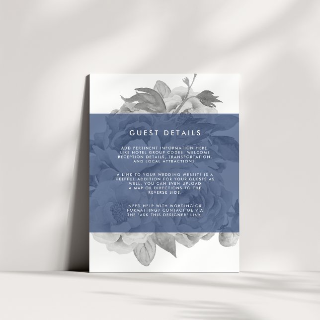 Vintage Floral Guest Details Card | Navy (Creator Uploaded)