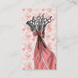 vintage floral hair stylist bouquet pink girly business card