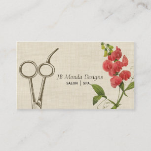 Vintage Floral Hair Stylist Shears Scissors Appointment Card