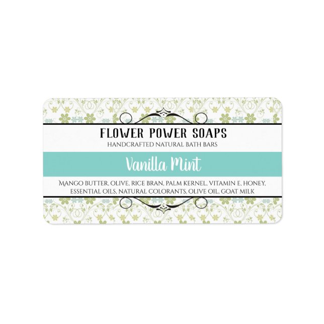 Vintage floral handmade soap bath scent labels (Front)