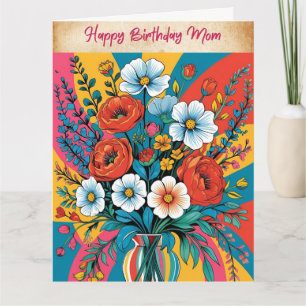 Vintage Floral Happy Birthday Card