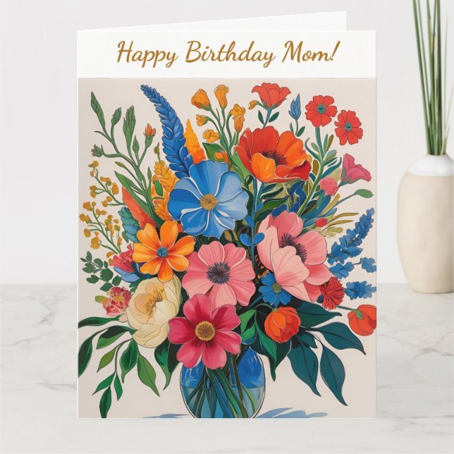 Vintage Floral Happy Birthday Card (Front)