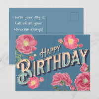 Vintage Floral Happy Birthday Card