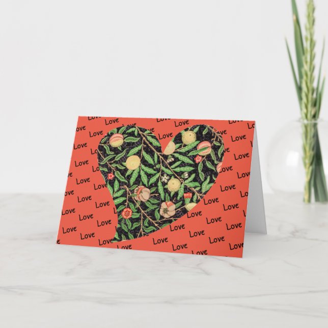 Vintage Floral Heart Love Peach Art Card (Front)