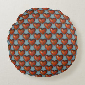 Vintage Floral Heart Pattern | Elegant Valentine's Round Pillow