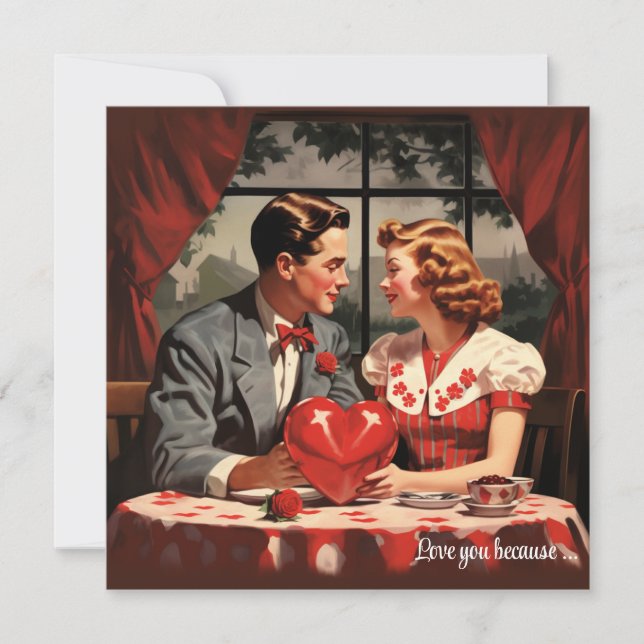 Vintage Floral Heart Valentine Postcard (Front)