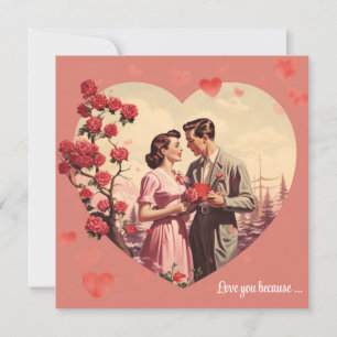 Vintage Floral Heart Valentine Postcard