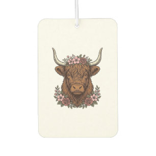 Vintage Floral Highland Cow Vector Shirt Design_1 Air Freshener