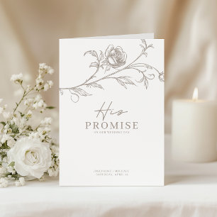 Vintage Floral His Promise Vows Book Wedding Card