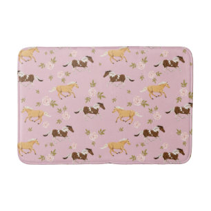 Vintage Floral Horse Pattern Bath Mat