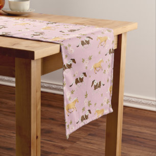 Vintage Floral Horse Pattern Medium Table Runner