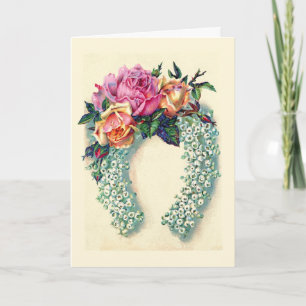 Vintage Floral Horseshoe Card