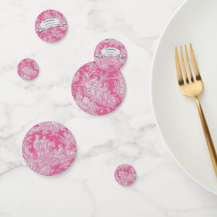 Vintage floral hot pink  toile de jouy shower  confetti