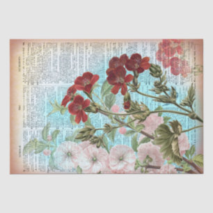 Vintage Floral Humble Dictionary Decoupage  Tissue Paper