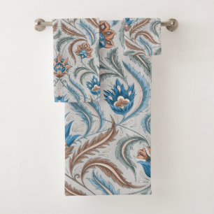 Vintage Floral In Grey Bath Towel Set