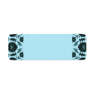 Vintage Floral  in Pale Blue and Dark Teal