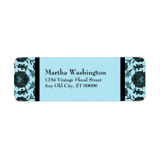 Vintage Floral  in Pale Blue and Dark Teal