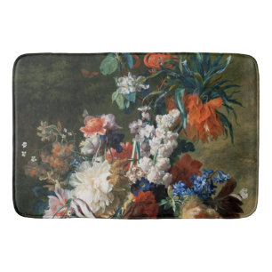 Vintage Floral Jan van Huysum Bouquet of Flowers Bath Mat
